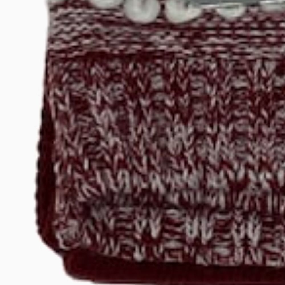 𝅺Knit Hat and Scarf Set Burgundy White New 2 Piece Set Pom Pom Hat - Picture 5 of 5